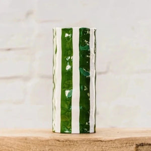 Medium Dark Green Stripe Vase