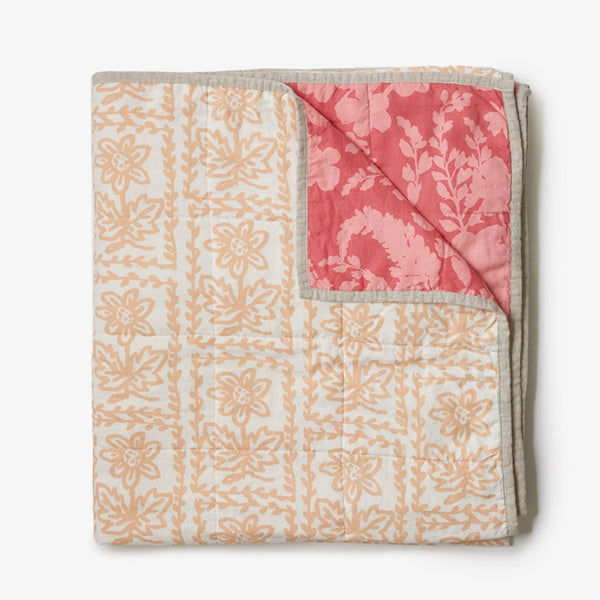 Petal Pink/Daisy Buff Doublesided Quilted Throw