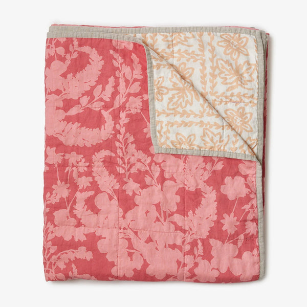 Petal Pink/Daisy Buff Doublesided Quilted Throw