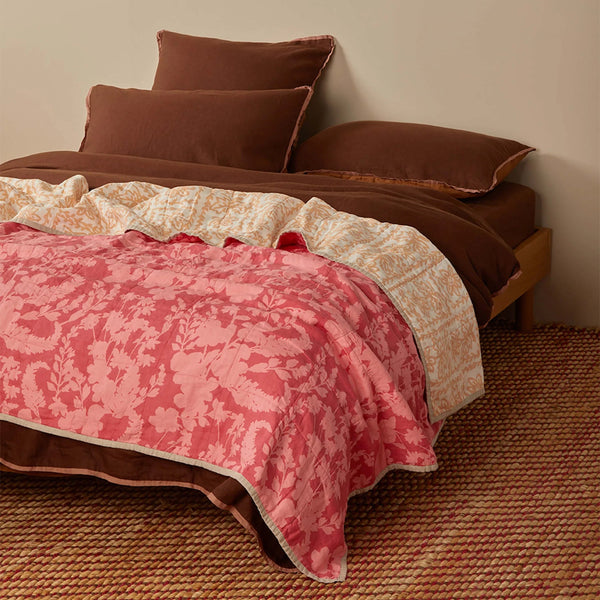 Petal Pink/Daisy Buff Doublesided Quilted Throw