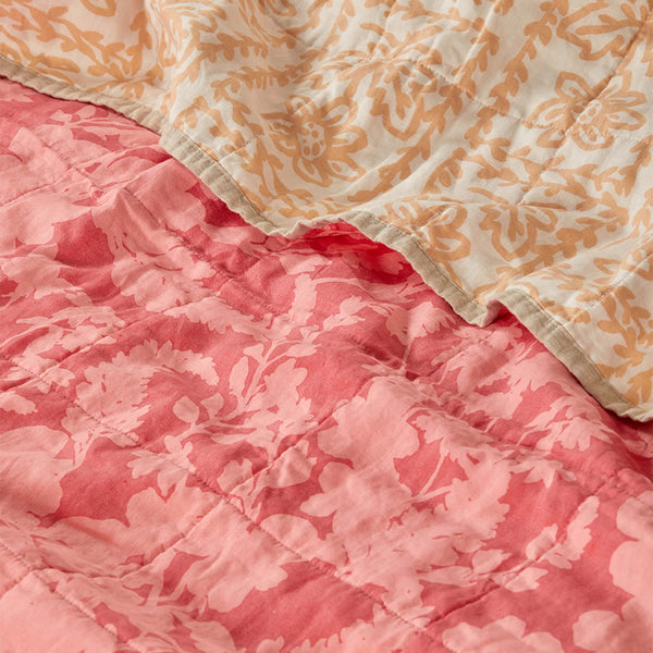 Petal Pink/Daisy Buff Doublesided Quilted Throw