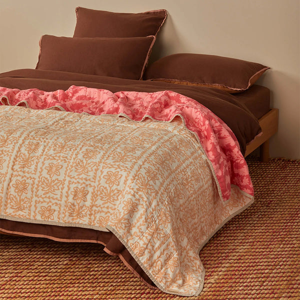 Petal Pink/Daisy Buff Doublesided Quilted Throw