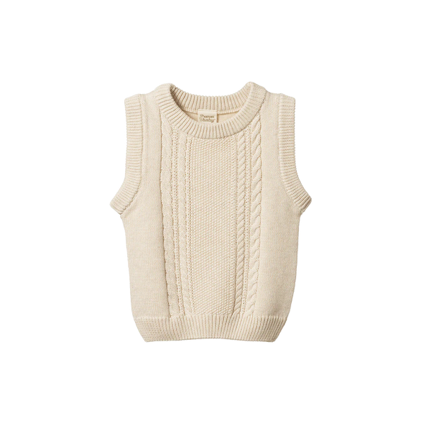 Walter Vest Oatmeal Marl Cable Knit