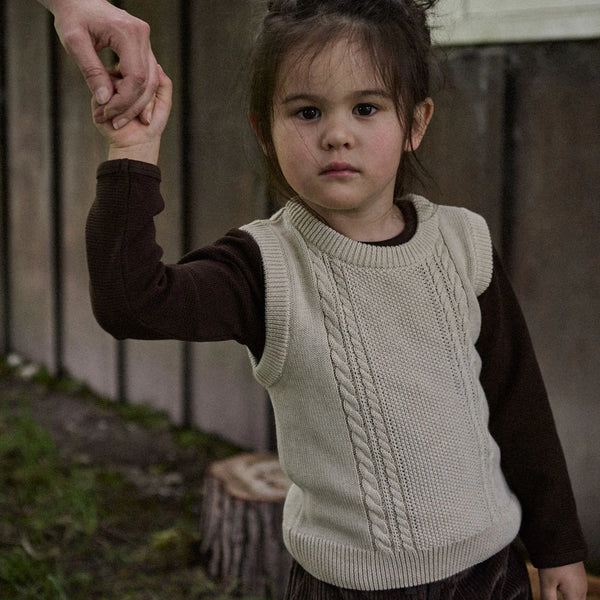 Walter Vest Oatmeal Marl Cable Knit