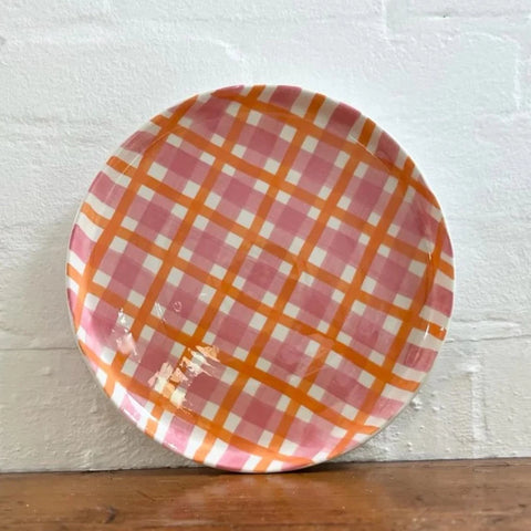 Pink & Orange Gingham Platter