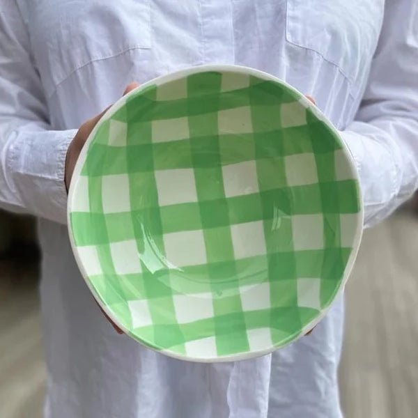 Green Gingham Bowl Small