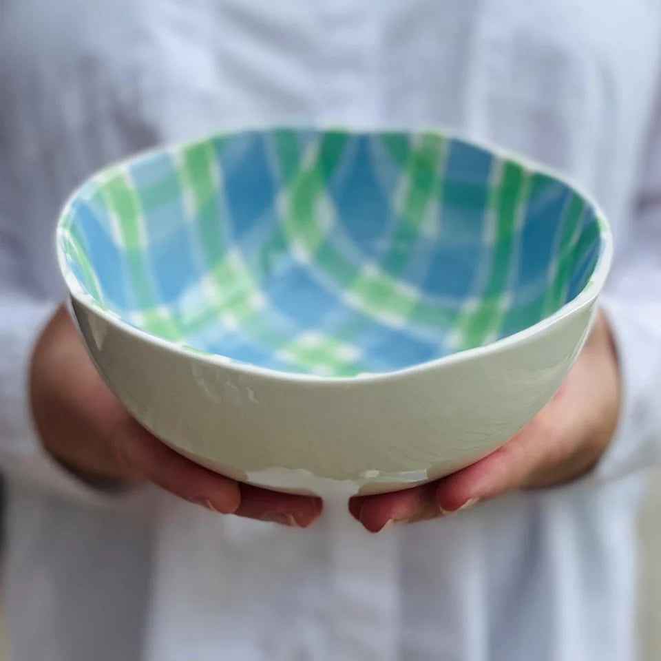 Blue & Green Gingham Bowl Small