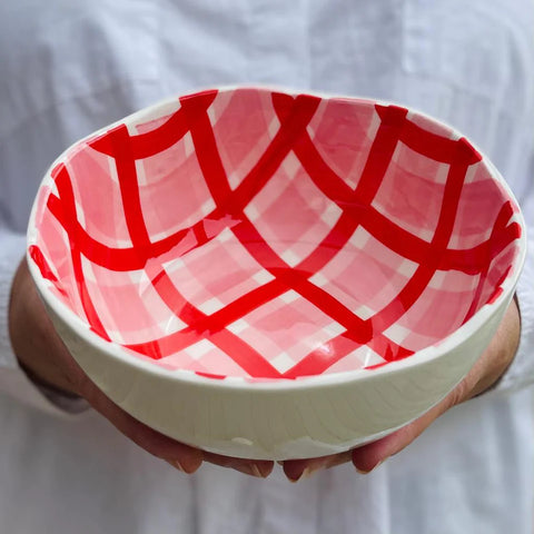 Pink & Red Gingham Bowl Small