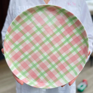 Pink & Green Gingham Platter