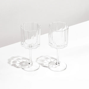 Two x Wave Wine Glasses Clear