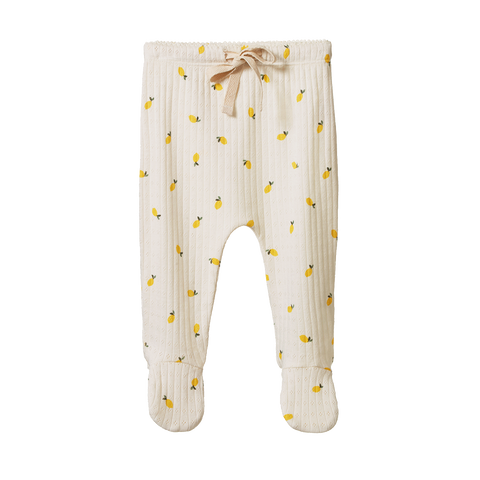 Pointelle Footed Rompers Lemon Print