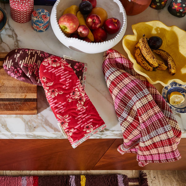 Stela Check Tea Towel Pansy