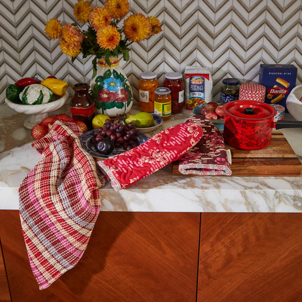 Stela Check Tea Towel Pansy