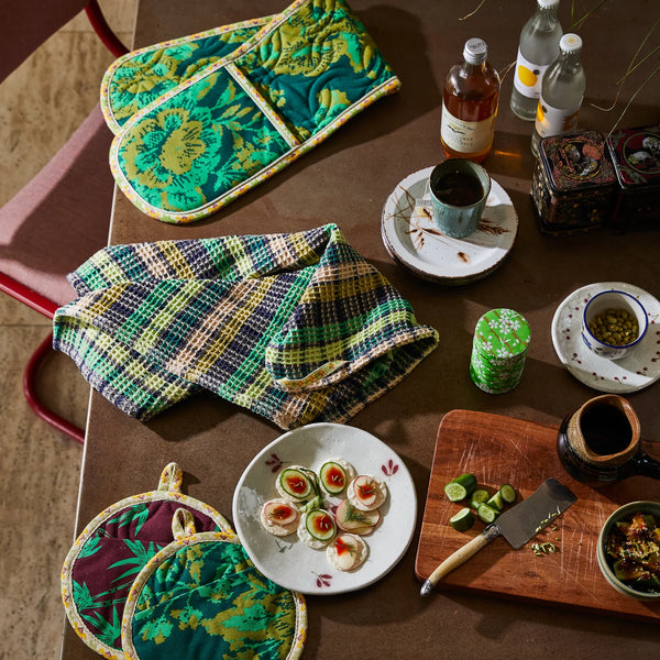 Stela Check Tea Towel Verdant