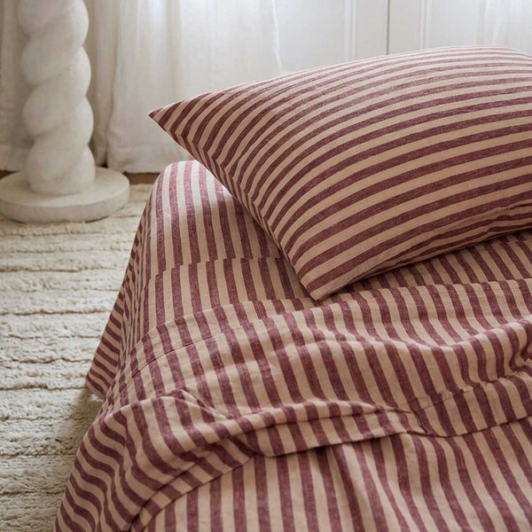 Duvet Cover in Berry Stripes