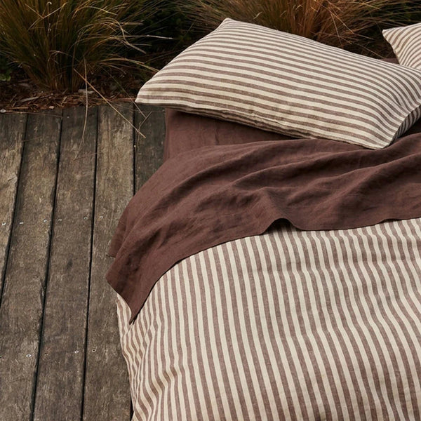Duvet Cover in Chocolate Stripes