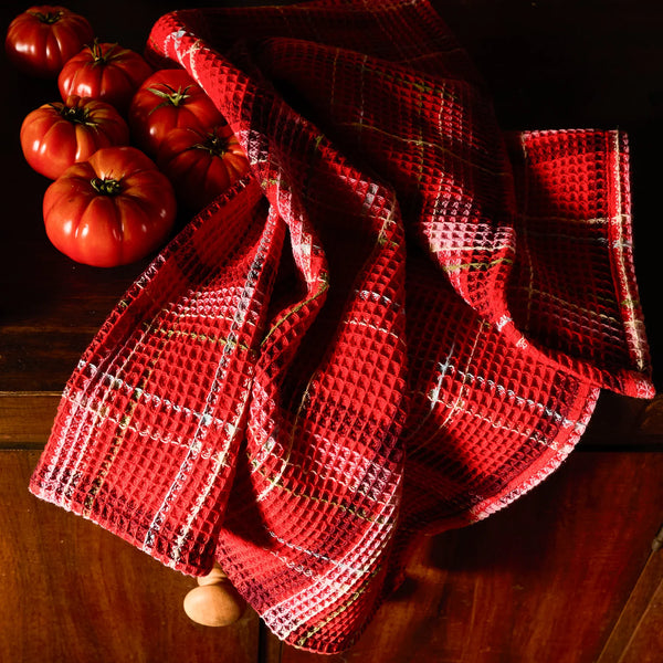 Frances Waffle Tea Towel Poppy
