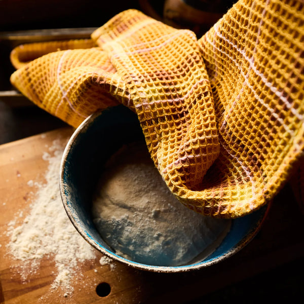 Frances Waffle Tea Towel Ochre