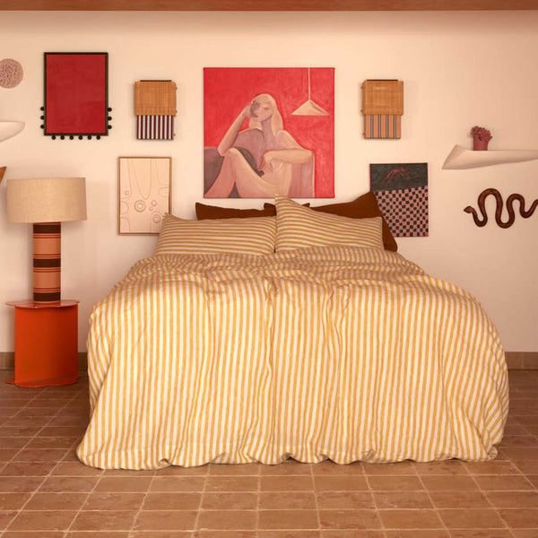 Duvet Cover in Yellow Stripes