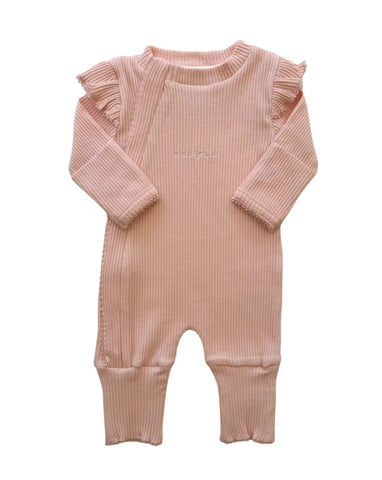 Frill Ribbed Jumpsuit Light Pink