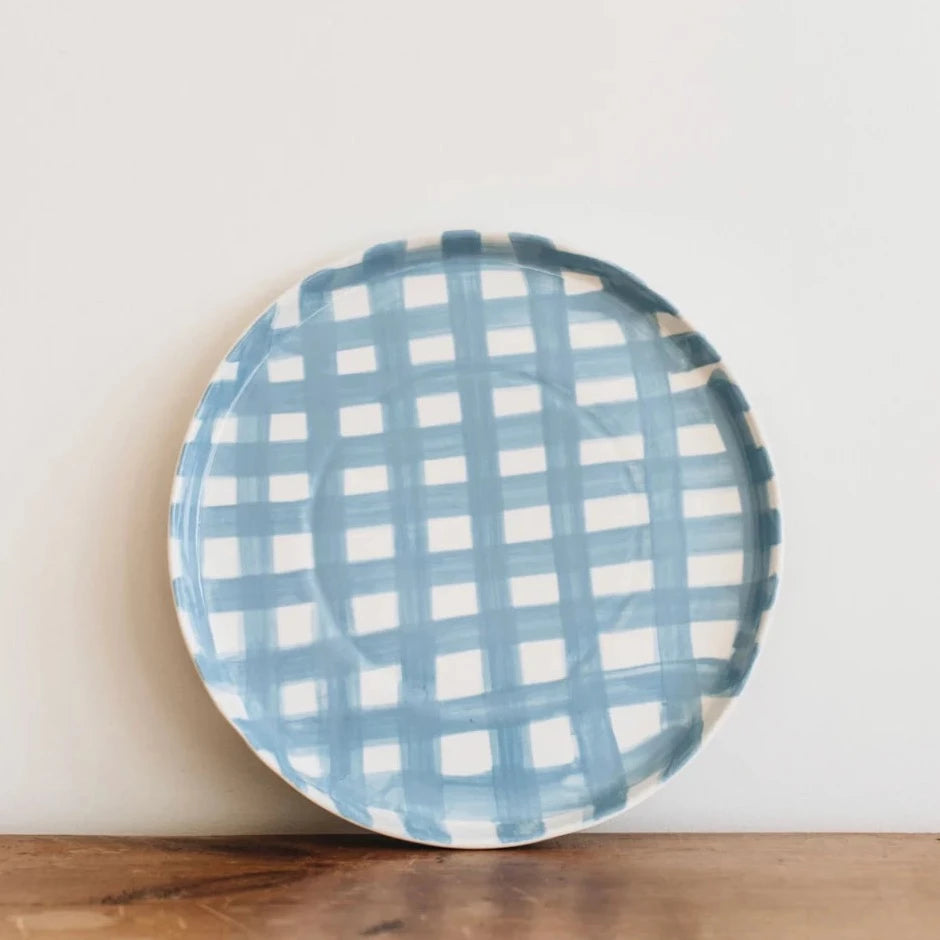 Cornflower Blue Gingham Platter