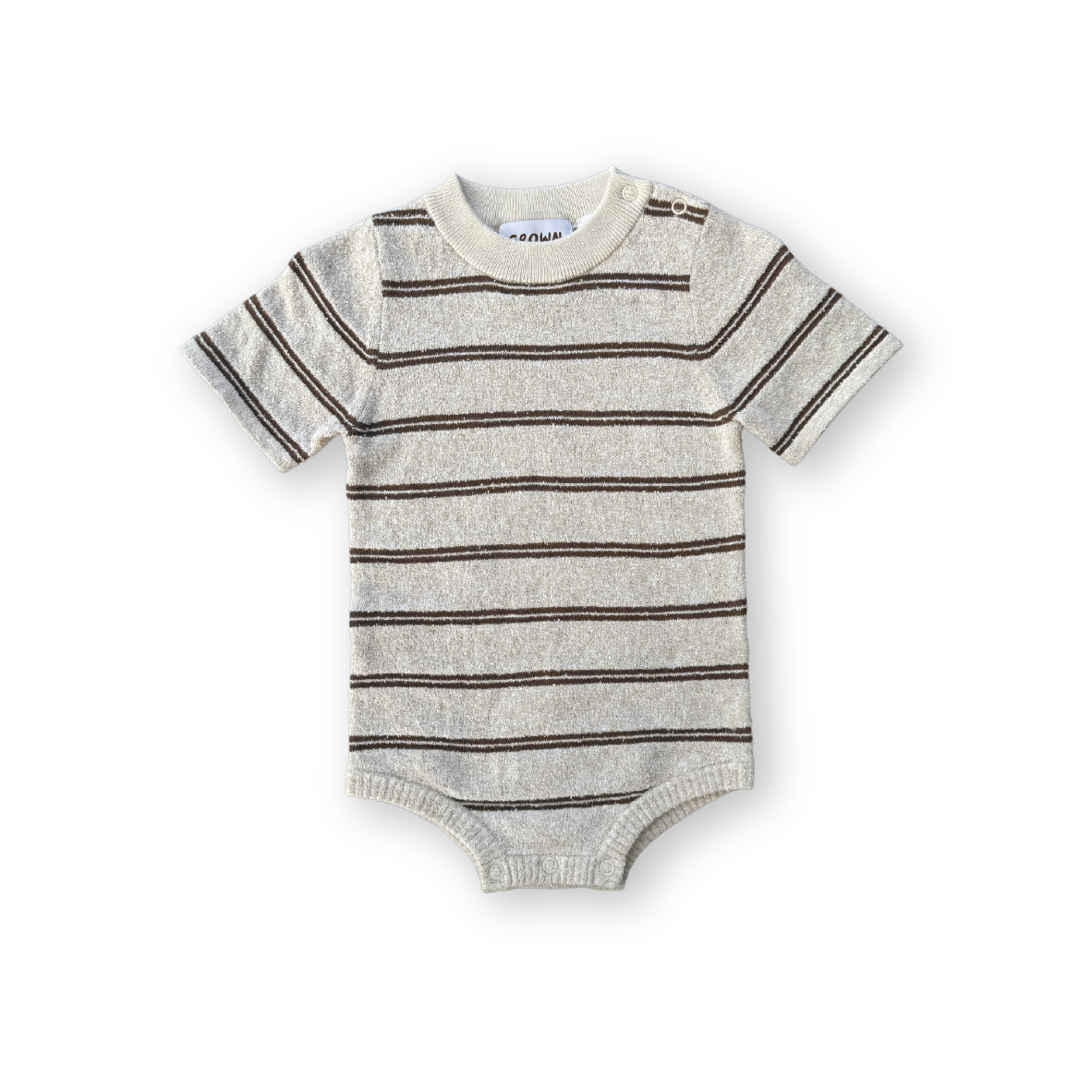 Knitted Terry Striped Bodysuit - Dune/Cafe