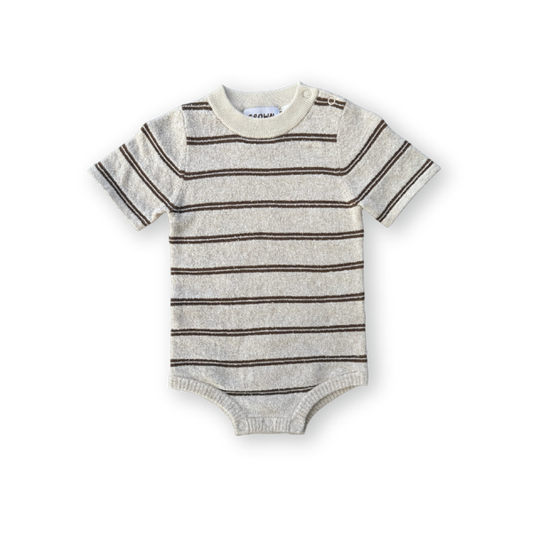 Knitted Terry Striped Bodysuit - Dune/Cafe