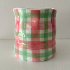 Gorgeous Japanese Honeysuckle Pink & Green Gingham Candle Small