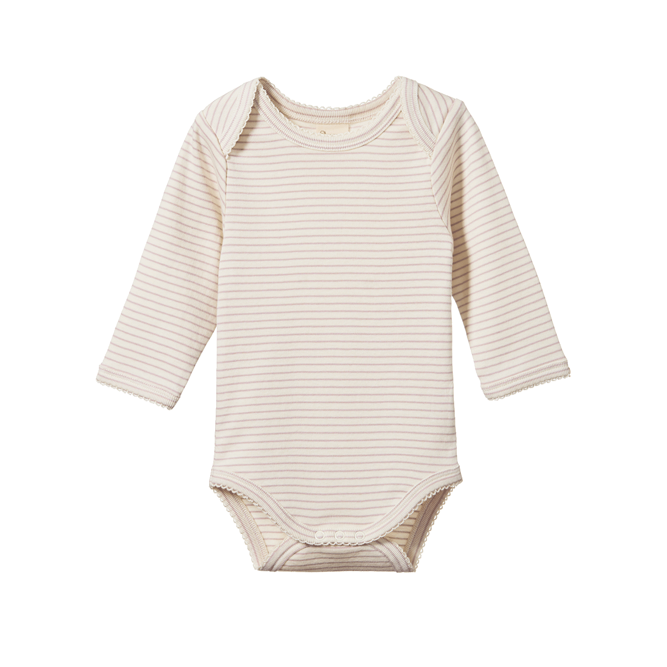 Cotton Long Sleeve Bodysuit Lilac Pinstripe