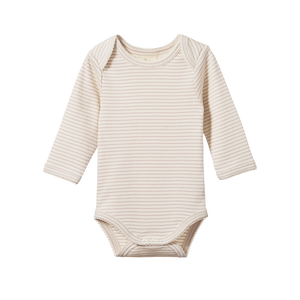 Cotton Long Sleeve Bodysuit Lilac Pinstripe