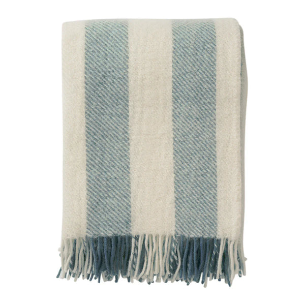 Gotland Vertical Stripe Wool Blanket Heavenly Blue