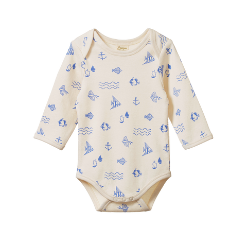 Cotton Long Sleeve Bodysuit Atlantic Print