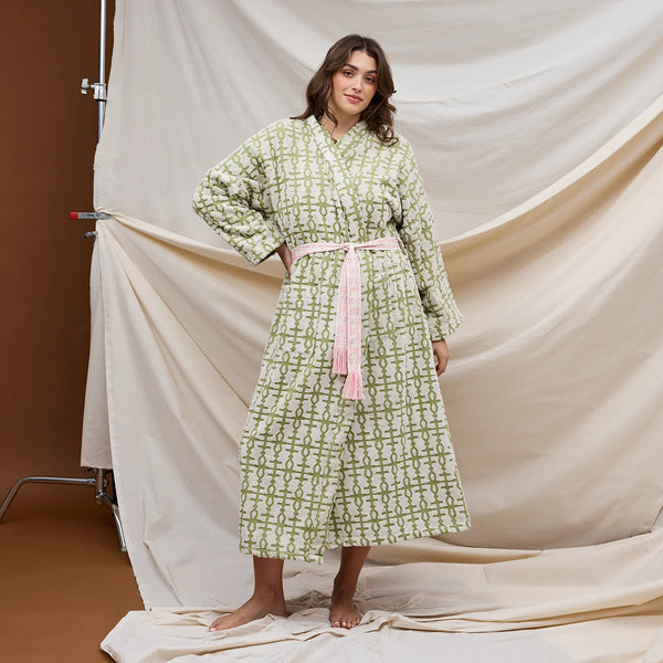 Amata Towelling Robe Palm