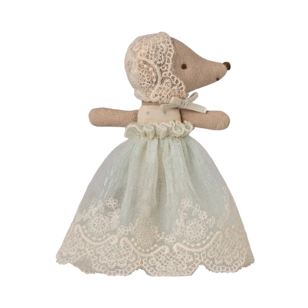 Maileg Baby Mouse in Gown Mint