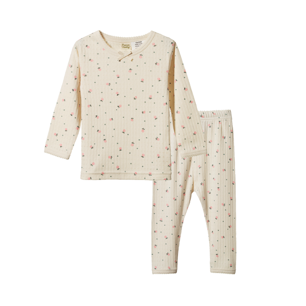 2PC Long Sleeve Pyjama Set Pointelle Posey Blossom