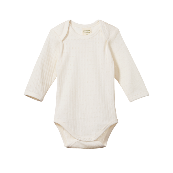 Long Sleeve Bodysuit Pointelle Natural