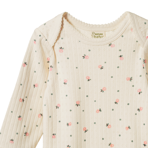Long Sleeve Bodysuit Pointelle Posey Blossom Print