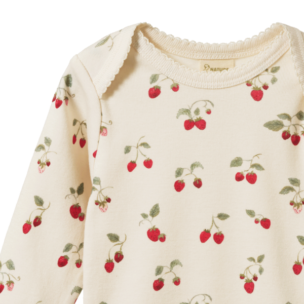 Long Sleeve Bodysuit Strawberry Blush Print