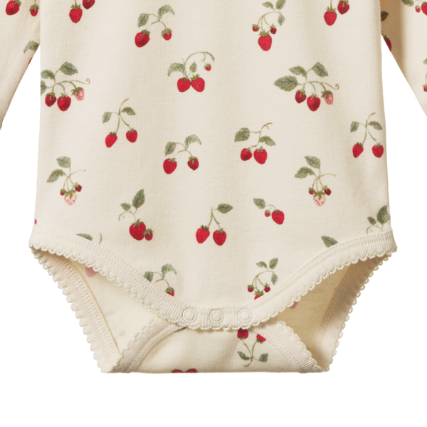 Long Sleeve Bodysuit Strawberry Blush Print