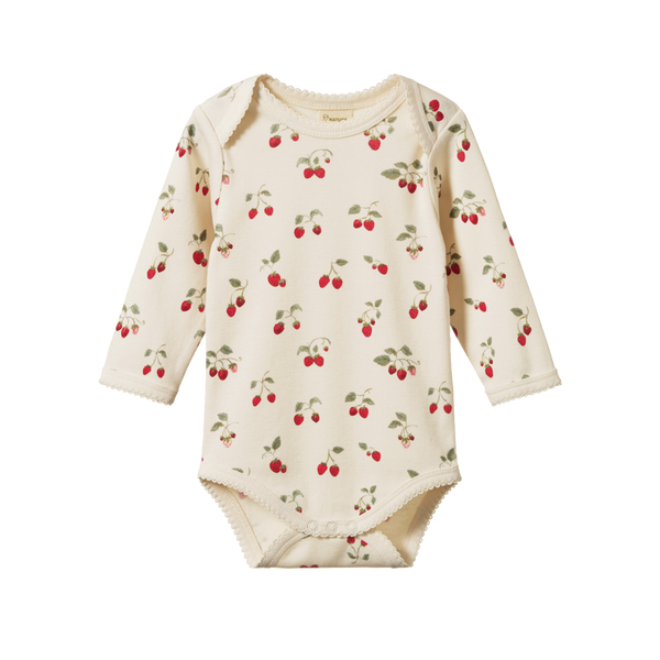 Long Sleeve Bodysuit Strawberry Blush Print