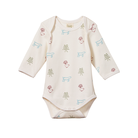 Cotton Long Sleeve Bodysuit Nature Baby Print