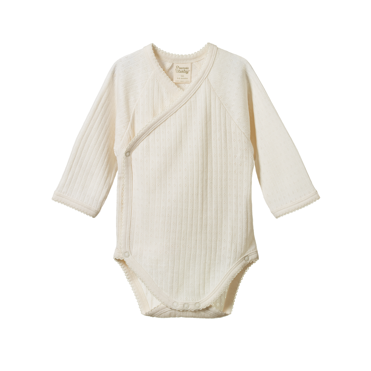 Long Sleeve Kimono Bodysuit Pointelle Natural