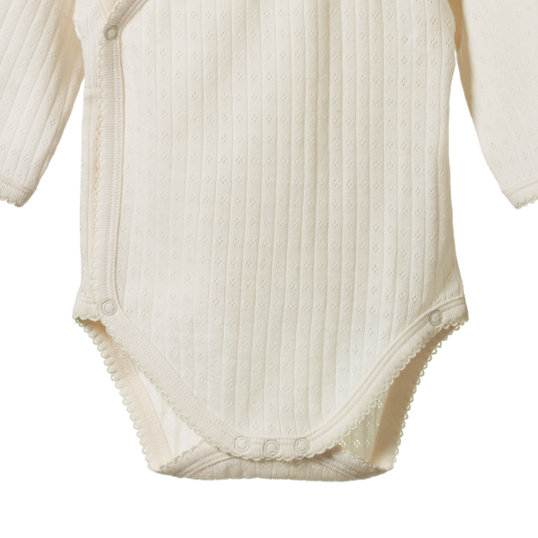 Long Sleeve Kimono Bodysuit Pointelle Natural
