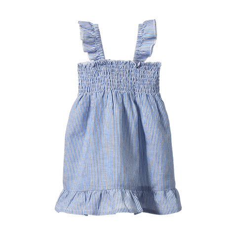 Gala Dress Linen Blue Stripe
