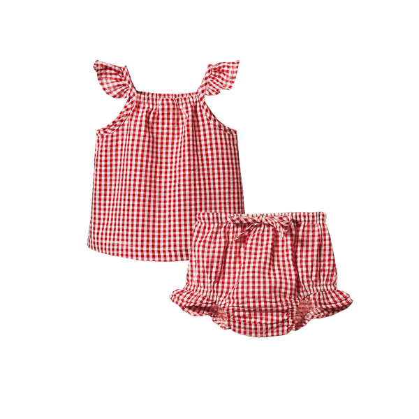 Petal Set Gingham Red Check