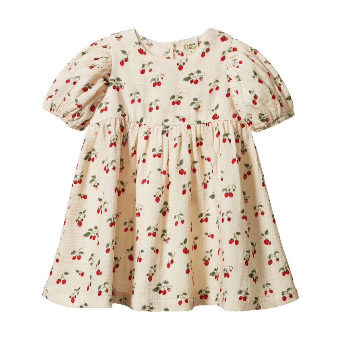 Albertine Dress Muslin Strawberry Blush Print