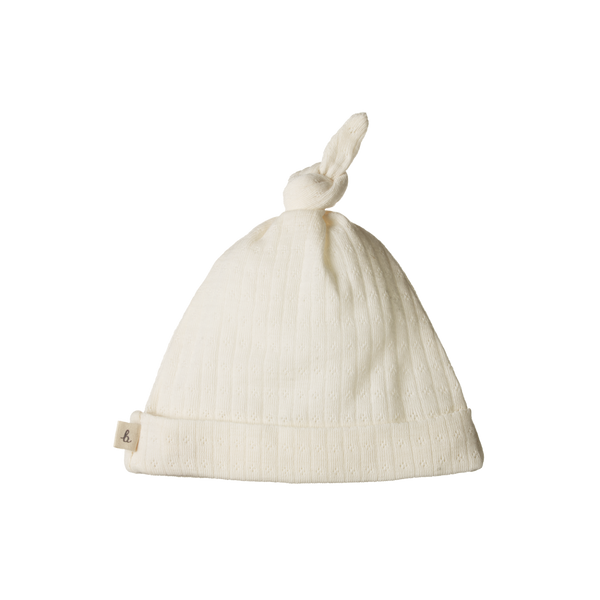 Knotted Beanie Pointelle Natural