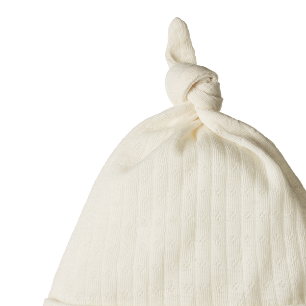 Knotted Beanie Pointelle Natural
