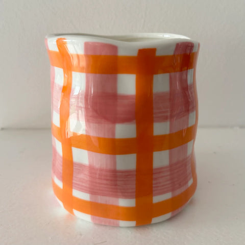 Nectarine Blossom & Honey Pink & Orange Gingham Candle Small