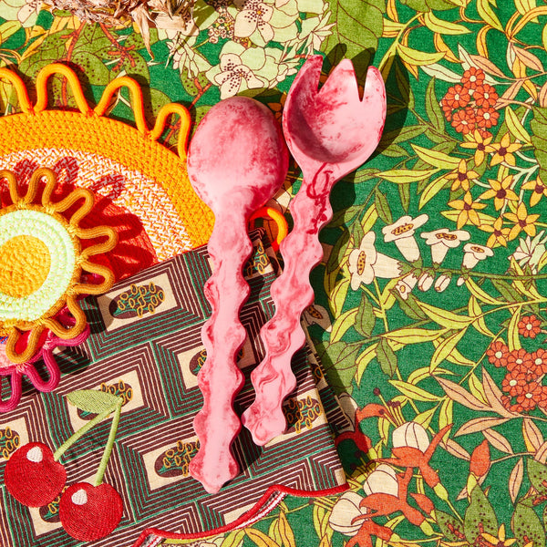 Giselle Salad Servers Crimson